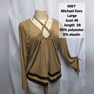 Michael Kors Women's Gold and Brown Blouse